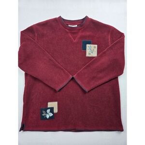 Bonnie Evans Womens XL Burgundy Fleece Pullover Embroidered Patch Sweatshirt